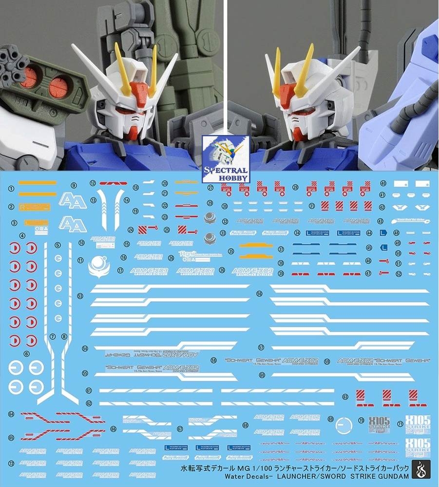 Decal nước dán mô hình Perfect Aile Strike Rouge Sword Launcher MG MB gundam Water sticker
