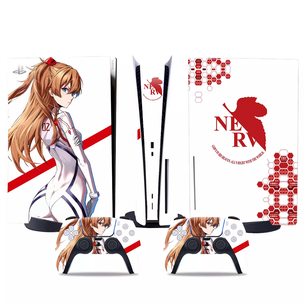 Decal lụa Protective skin sticker cho PS5 EVA Ayanami Rei Asuka Langley Evangelion