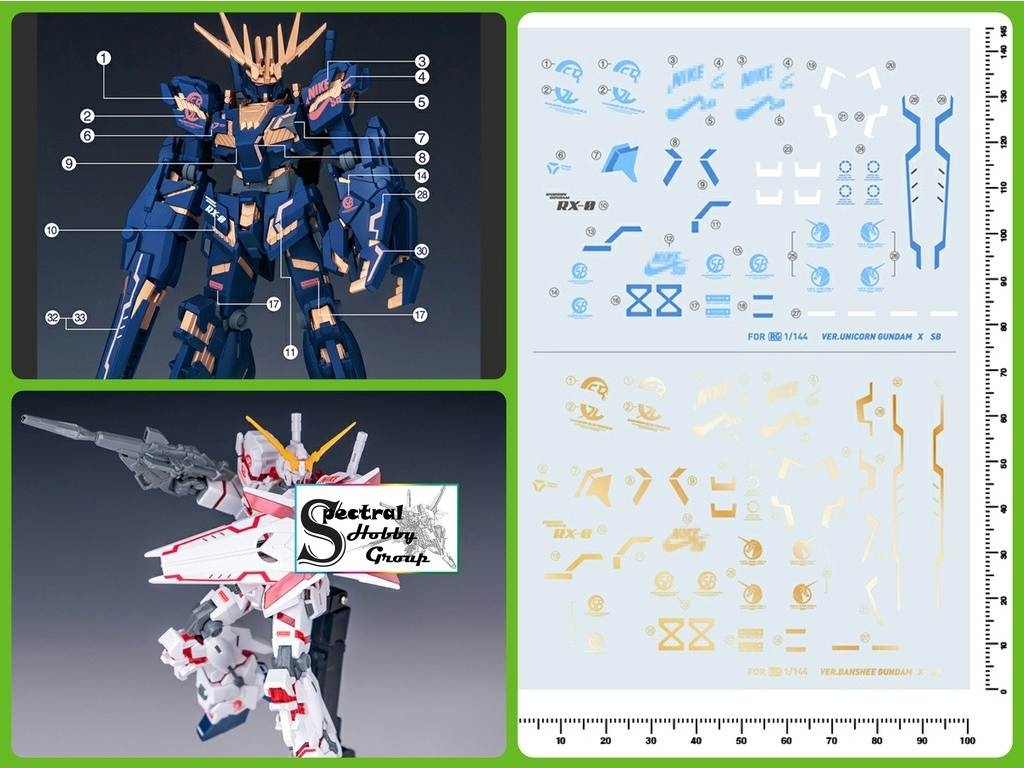 Decal nước dán mô hình RG HG UNICORN BANSHEE Full Armor FA Perfectibility Water sticker