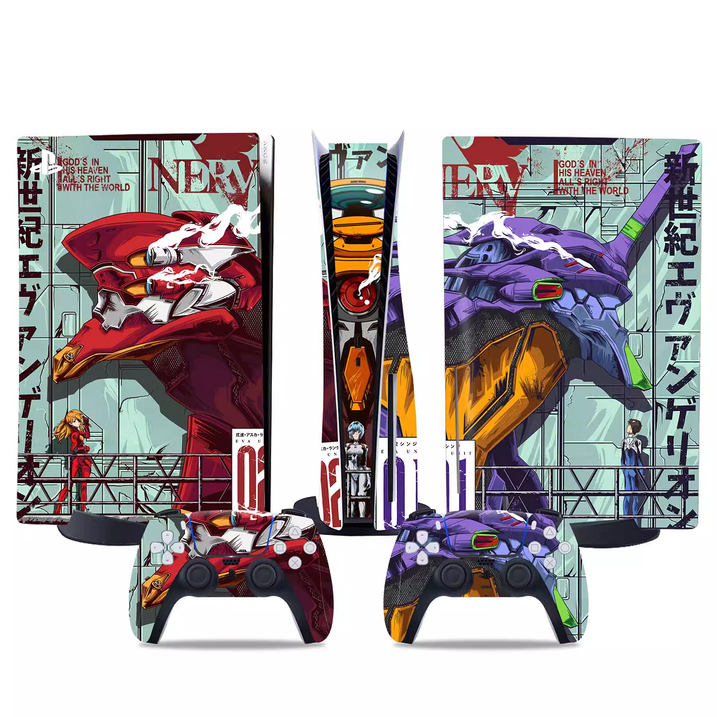 Decal lụa Protective skin sticker cho PS5 EVA Ayanami Rei Asuka Langley Evangelion