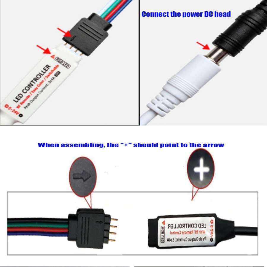 Bộ điều khiển Led RGB 17 Key 5-24V DC RF wireless remote controller 4-pin female RGB color 5050 3528 12A LED strip lighting
