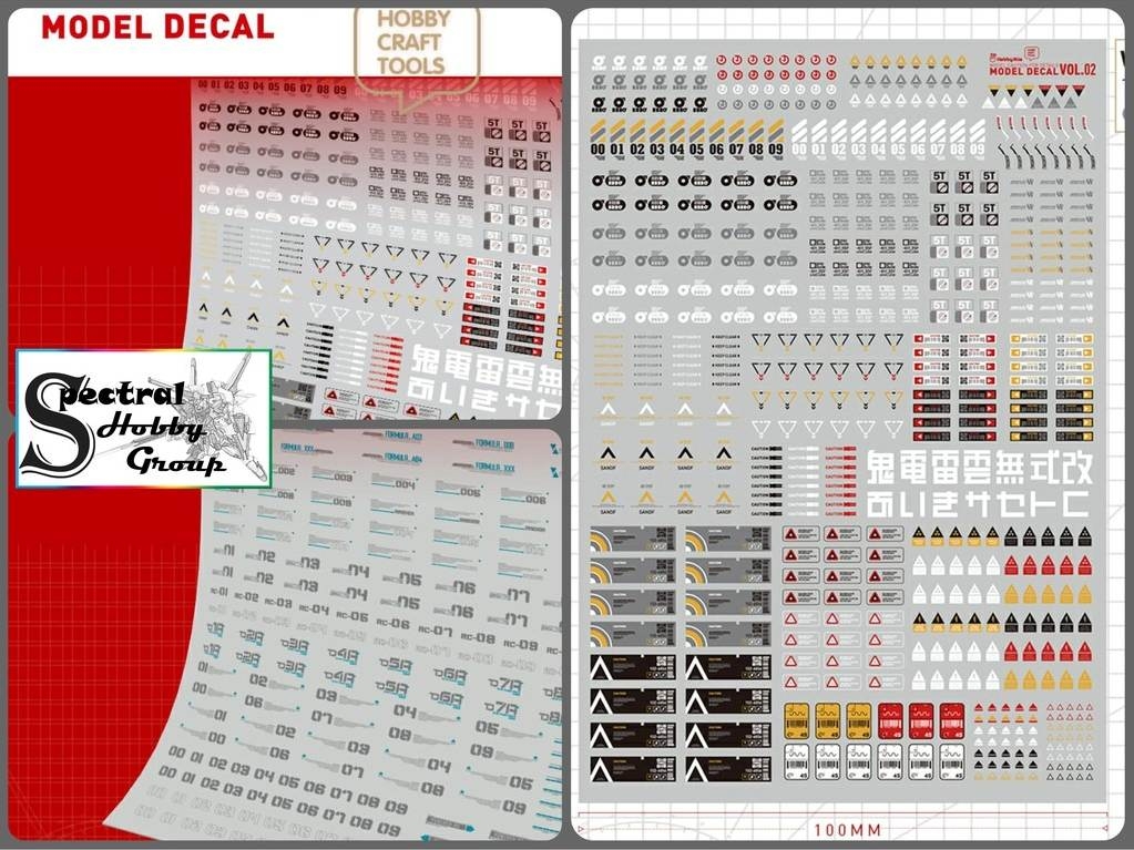 Decal nước dán mô hình Vol2 Vol4 số chữ huỳnh quang UV Warning Caution number Hobby Mio các loại