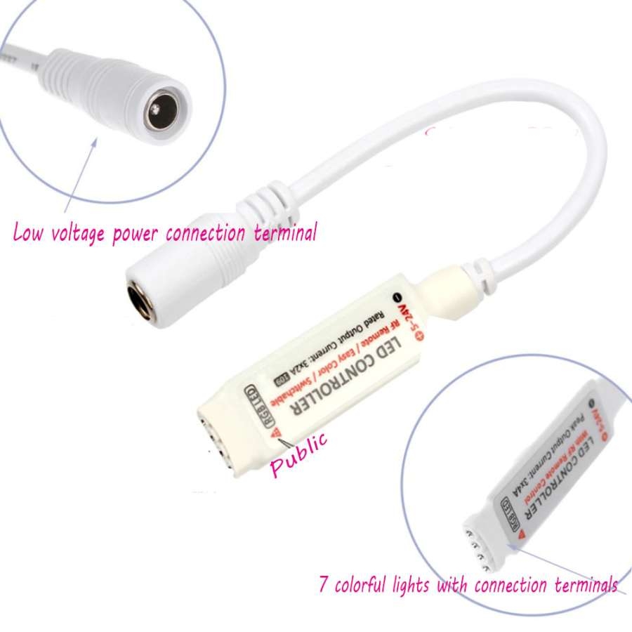 Bộ điều khiển Led RGB 17 Key 5-24V DC RF wireless remote controller 4-pin female RGB color 5050 3528 12A LED strip lighting