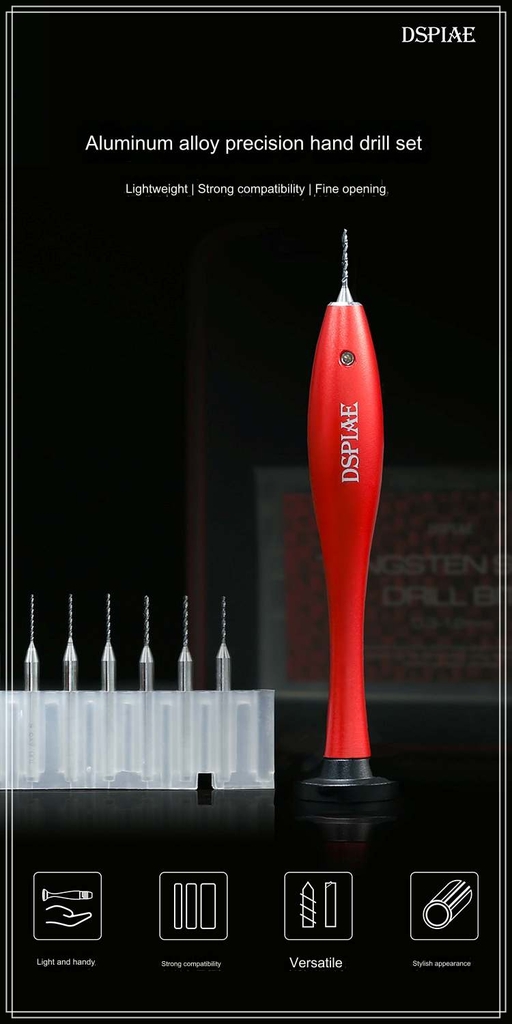 Dụng cụ DSPIAE khoan tay AT-HD Aluminum Alloy Hand Drill bit Set with 0.3-1.2MM
