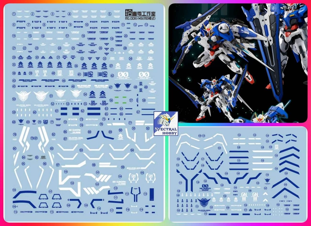 Decal nước dán mô hình Gundam XN 00 Raiser 7s Seven sword 00R 007S MB MG RG HG Water sticker