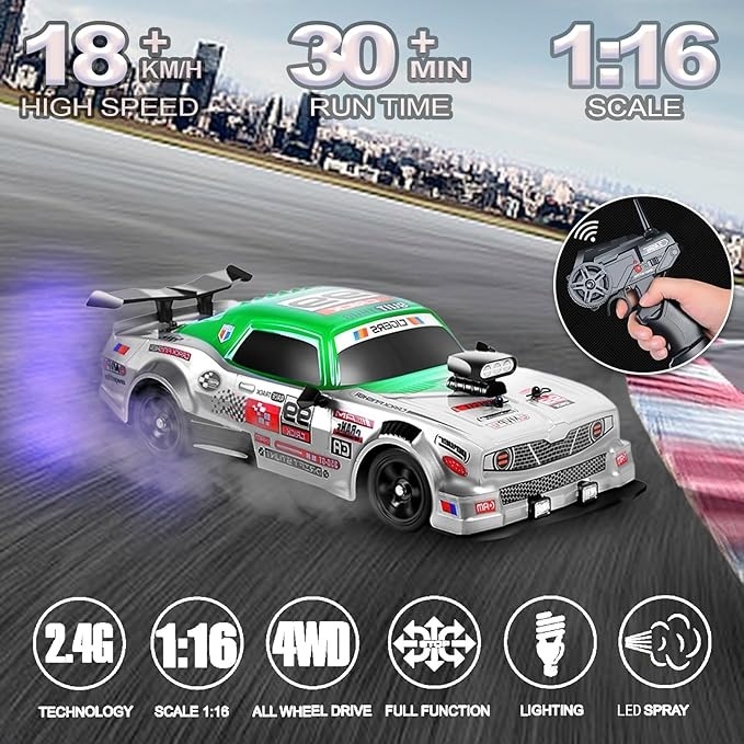 Ô tô điều khiển RC Car Drift 1/16 4WD 18KM/H High Speed Spray System Racing Rally