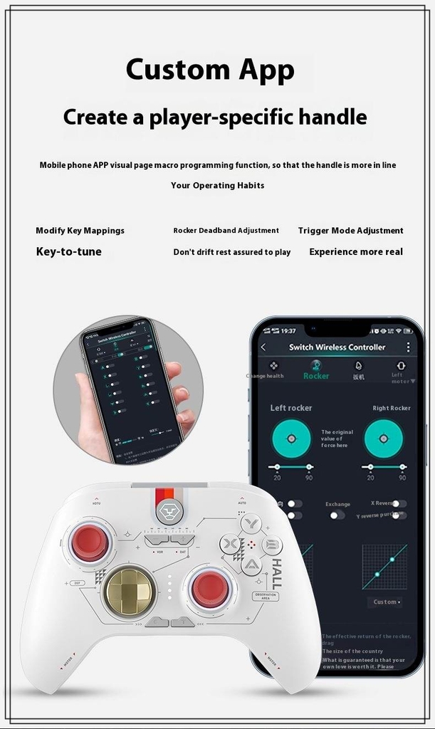 Tay cầm chơi game AOLION ALNS2286 Dual hall 2.4g Bluetooth Wireless PC Switch Android iOS