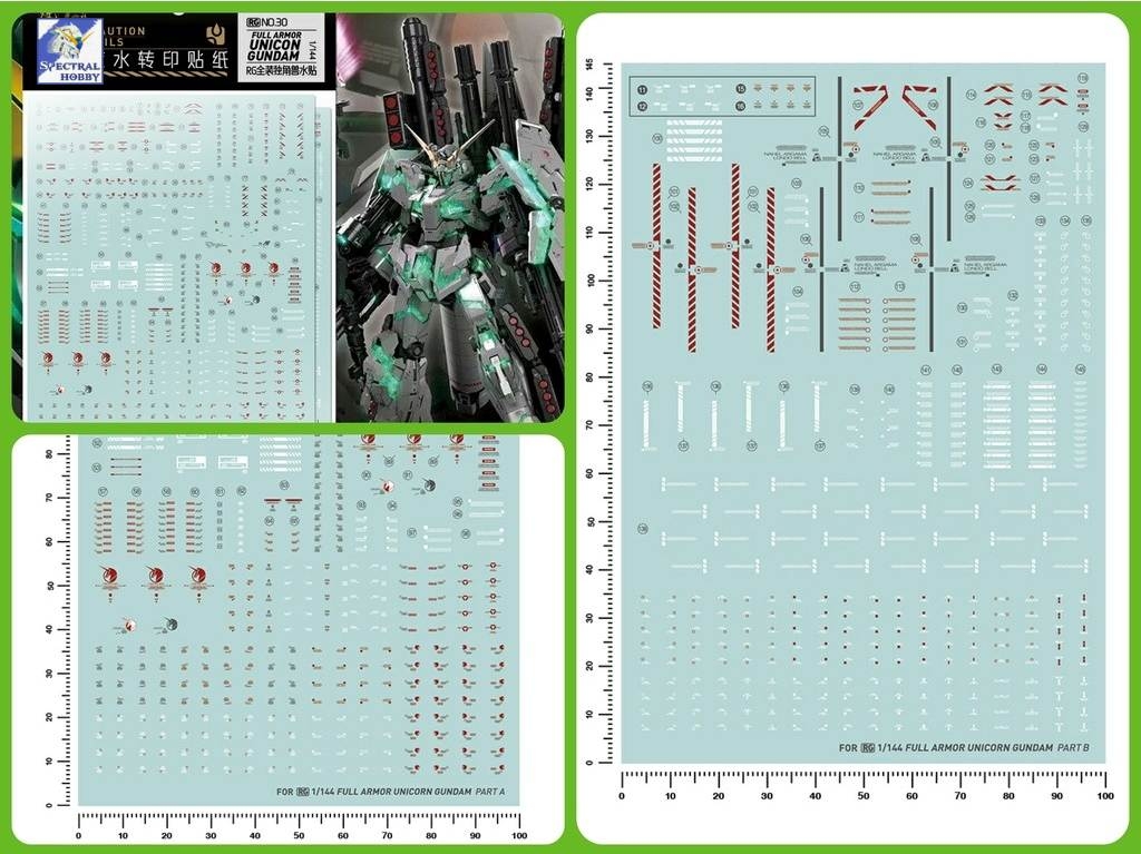 Decal nước dán mô hình RG HG UNICORN BANSHEE Full Armor FA Perfectibility Water sticker
