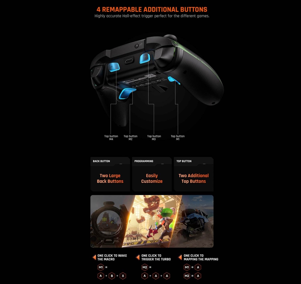 Tay cầm chơi game không dây BIGBIG Won Rainbow 2 Pro RGB Light Wireless 2.4G Bluetooth cho PC iOS Android Switch