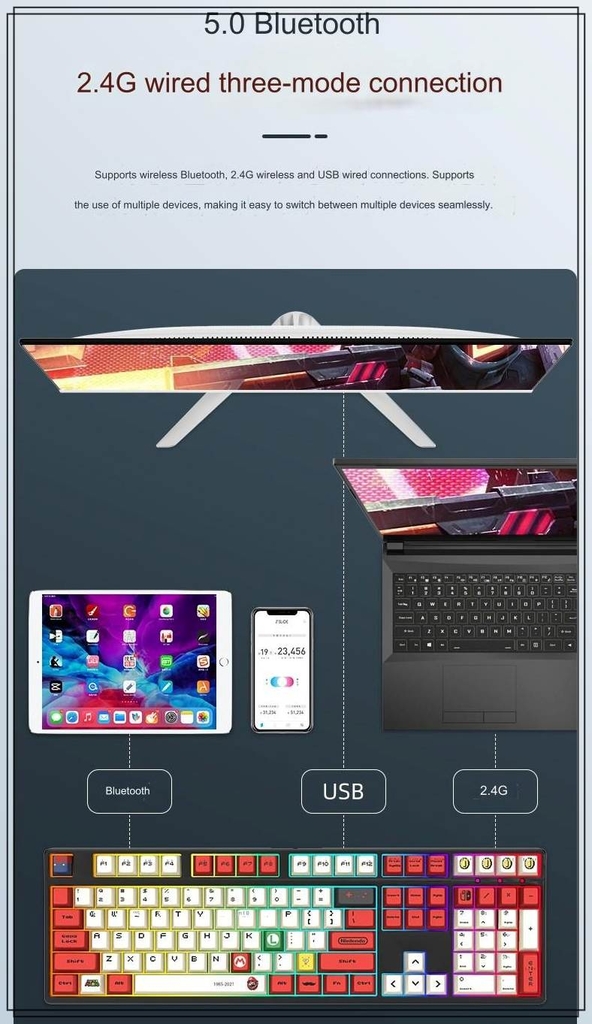 Bàn phím cơ Gundam có dây / không dây Bluetooth mechanical keyboard RGB light