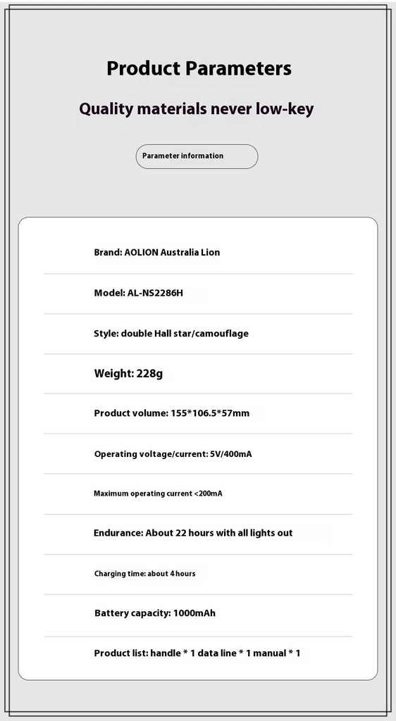 Tay cầm chơi game AOLION ALNS2286 Dual hall 2.4g Bluetooth Wireless PC Switch Android iOS