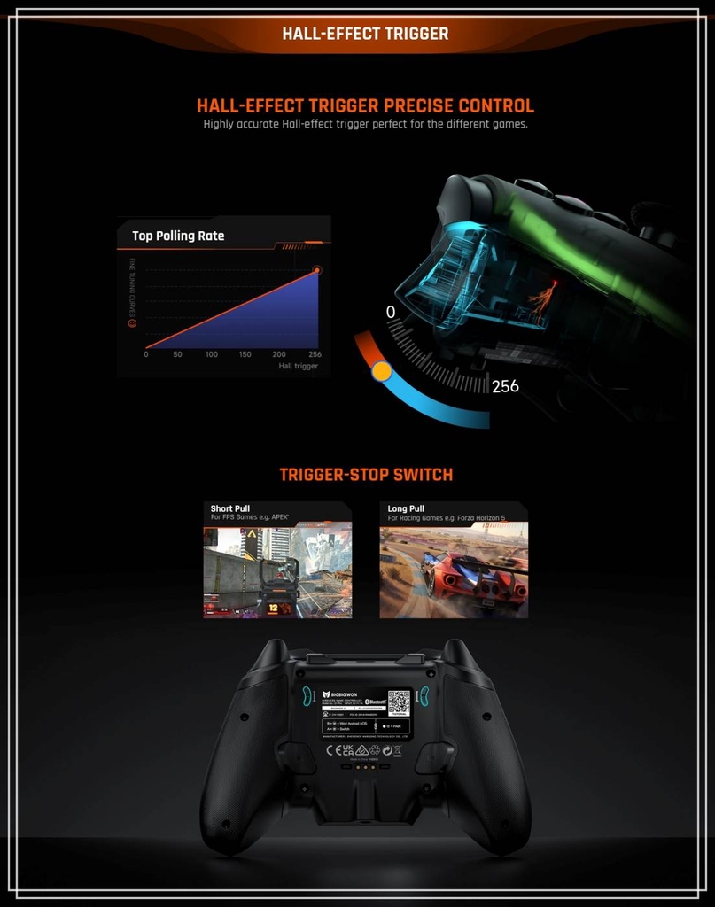 Tay cầm chơi game không dây BIGBIG Won Rainbow 2 Pro RGB Light Wireless 2.4G Bluetooth cho PC iOS Android Switch