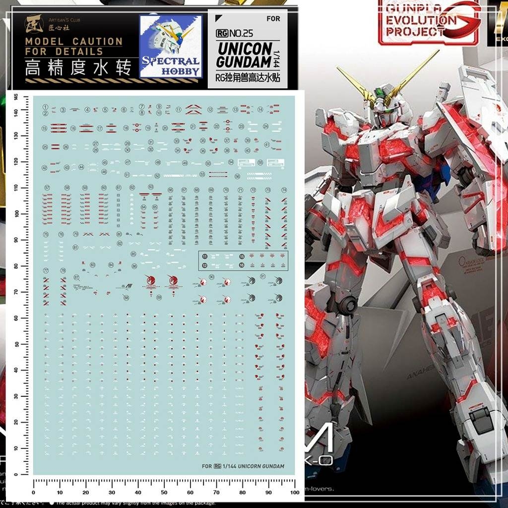 Decal nước dán mô hình RG HG UNICORN BANSHEE Full Armor FA Perfectibility Water sticker
