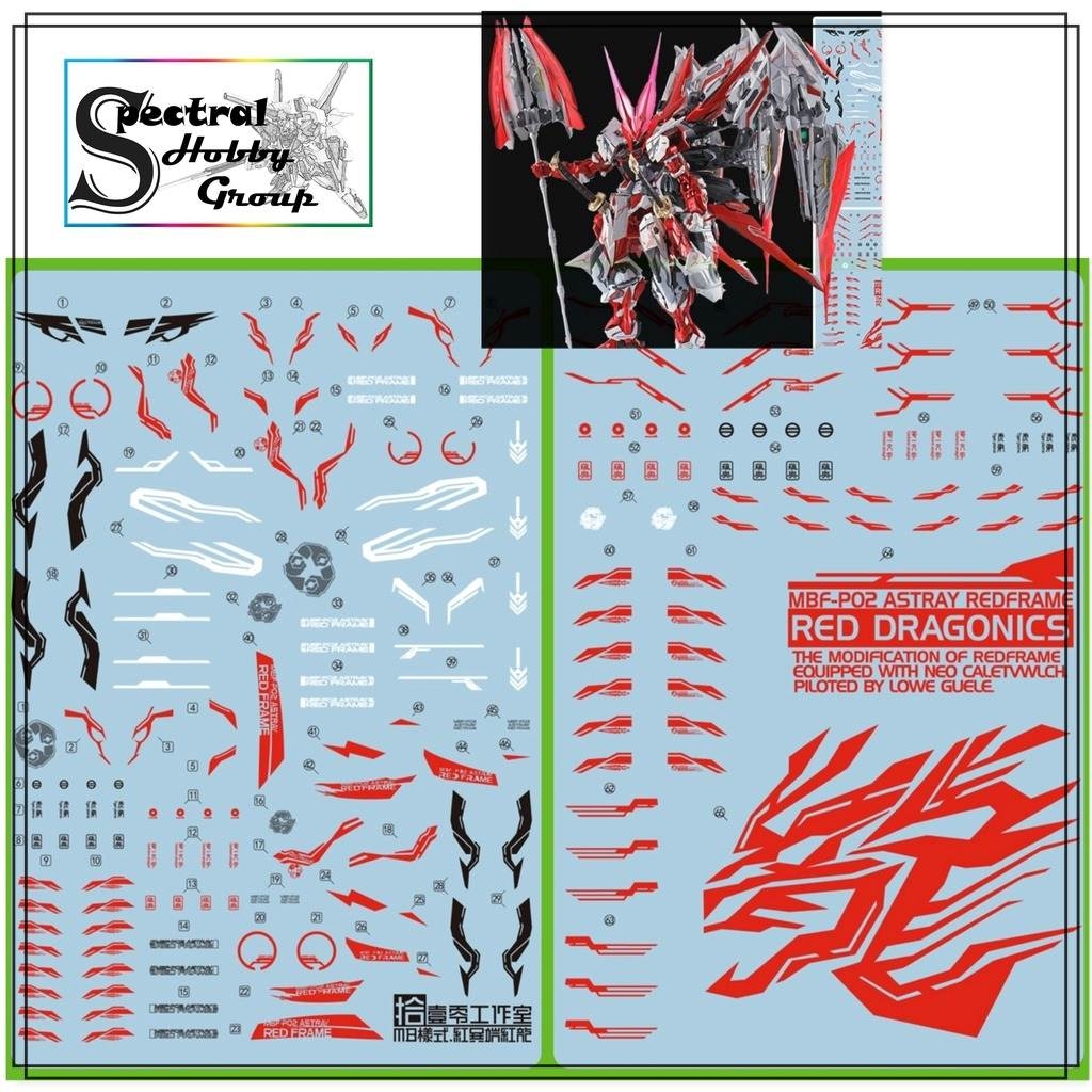 Decal nước dán mô hình MG MB RG Gundam Astray Red Frame Turn Red Dragon Power arms Water sticker
