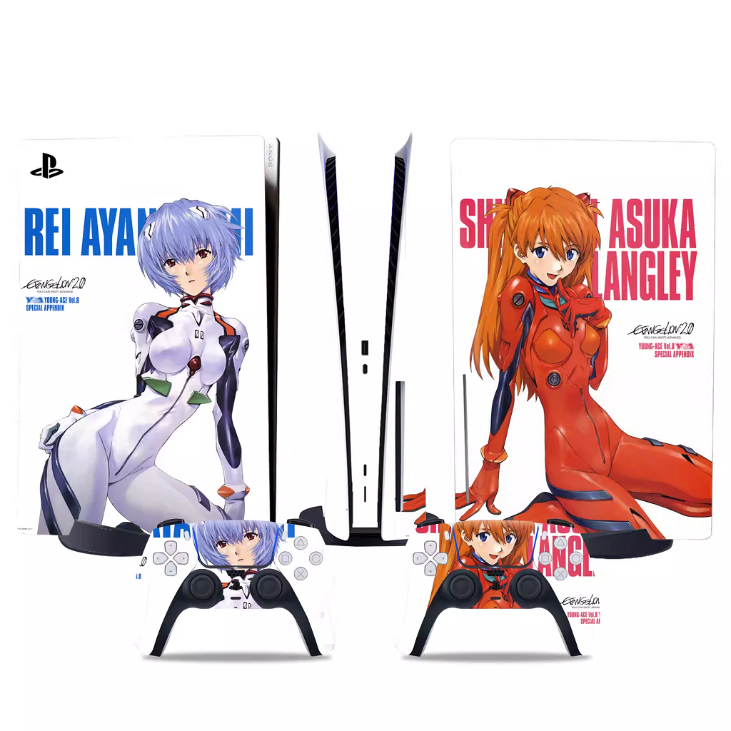 Decal lụa Protective skin sticker cho PS5 EVA Ayanami Rei Asuka Langley Evangelion