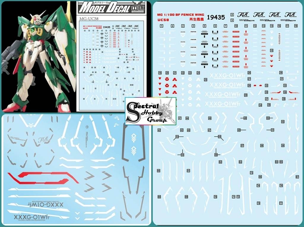 Decal nước dán mô hình Wing Fenice Rinascita Gundam MG HG các loại - Water sticker