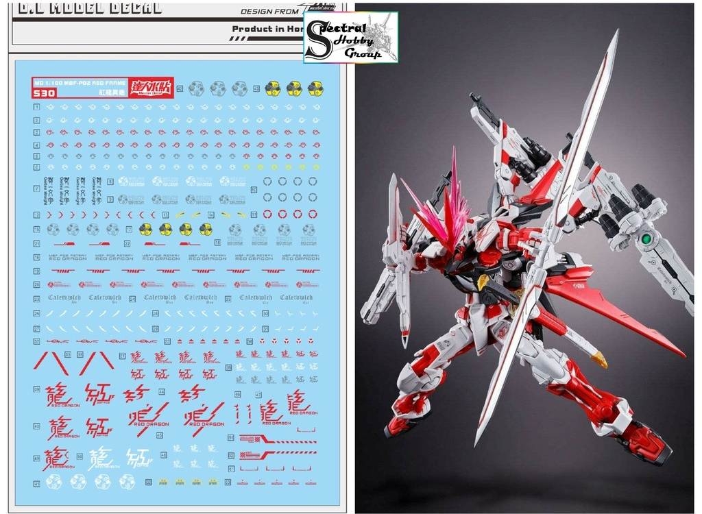Decal nước dán mô hình MG MB RG Gundam Astray Red Frame Turn Red Dragon Power arms Water sticker