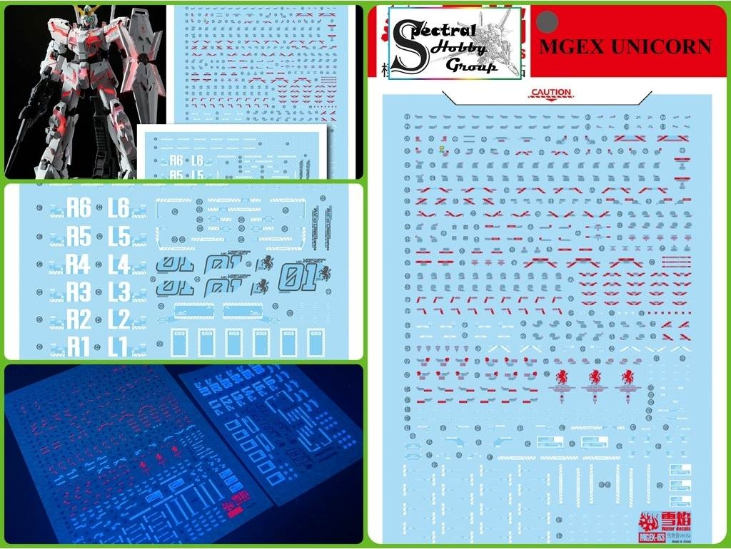 Decal nước dán mô hình UNICORN Gundam MG Mega size MGEX các loại Water sticker