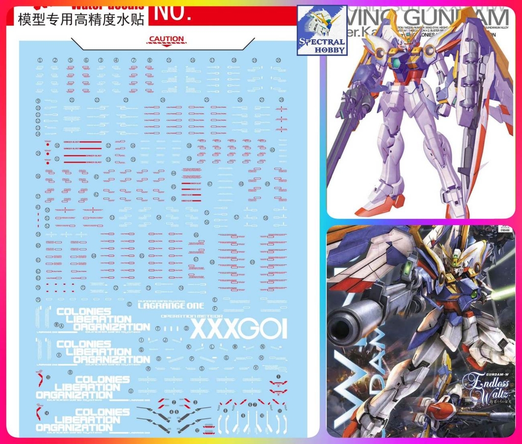 Decal nước dán mô hình Wing zero custom EW ver ka PG MG RG HG Gundam Water sticker