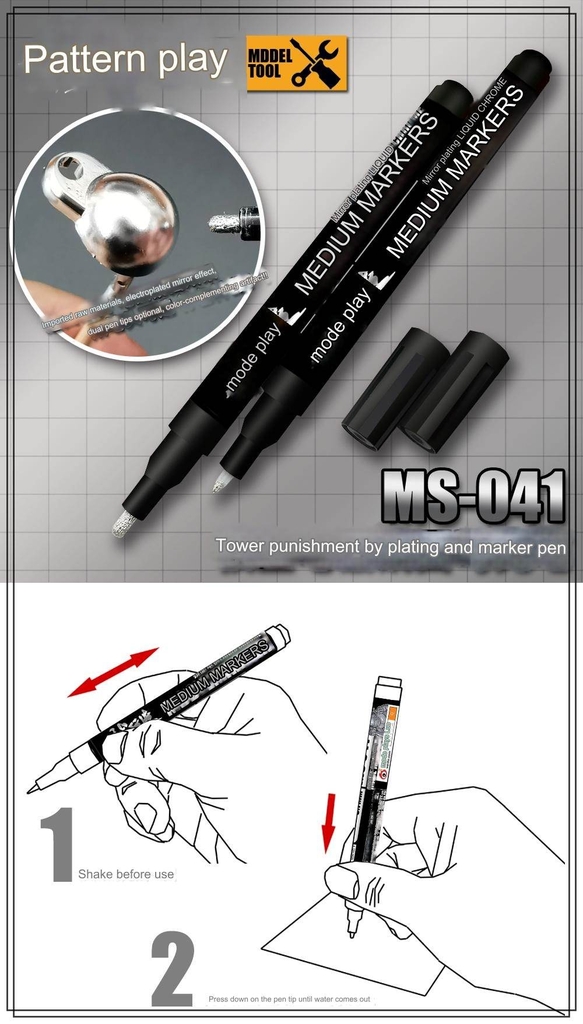 Bút sơn mô hình MS041 paint silver Chrome marker Electroplating Pen