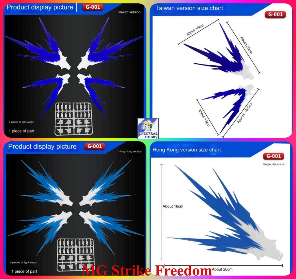 Phụ kiện mô hình nhựa hiệu ứng Light Wing Effect cho HG RG MG HGCE Strike freedom