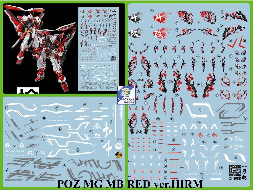 Decal nước dán mô hình MG MB RG Gundam Astray Red Frame Turn Red Dragon Power arms Water sticker