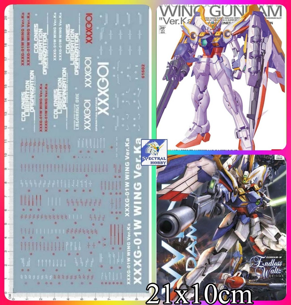 Decal nước dán mô hình Wing zero custom EW ver ka PG MG RG HG Gundam Water sticker