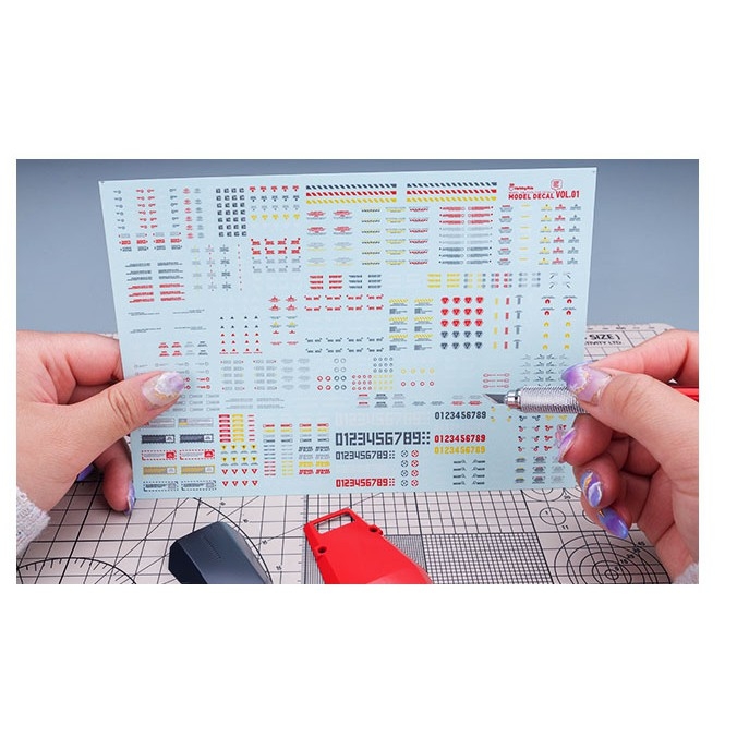Decal nước dán mô hình Vol1 MHG số chữ huỳnh quang UV Warning Caution number Hobby Mio các loại