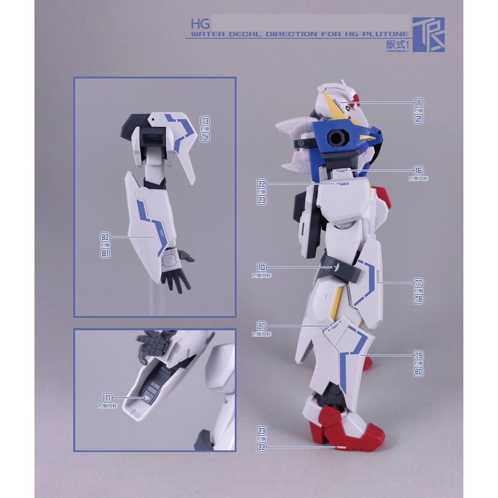 Decal nước dán mô hình HG Plutone gundam các loại Water sticker