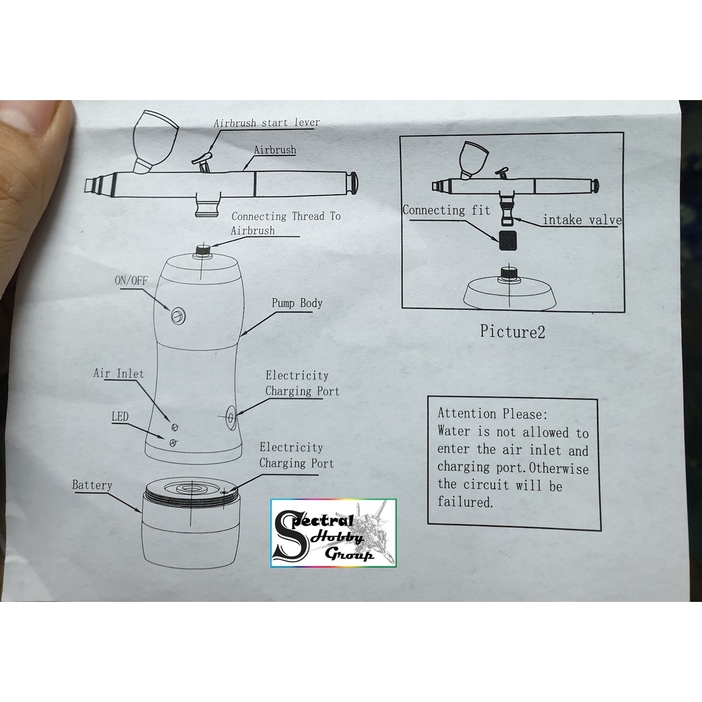 Máy nén khí máy sơn mô hình mini Portable Charging Air Pump HB08 rechargeable battery