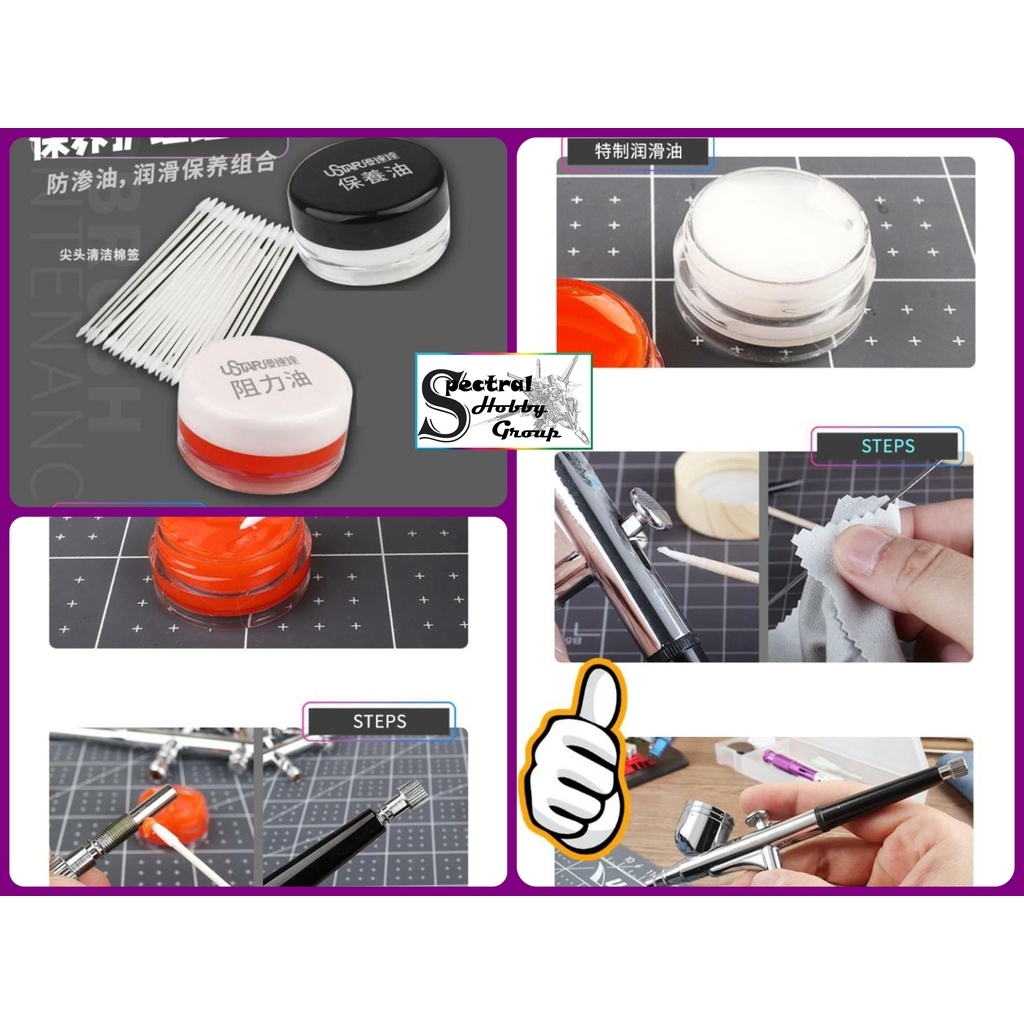 Bộ dụng cụ vệ sinh bảo dưỡng sửa chữa bút sơn airbrush cao cấp ustar Cleaning Deep Care UA-90094