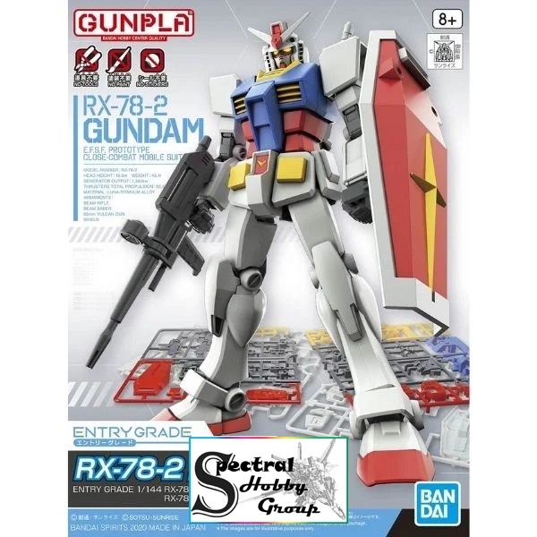 Mô hình lắp ráp EG 1/144 RX-78-2 GUNAM RX78 Full Weapon Set Entry Grade Bandai