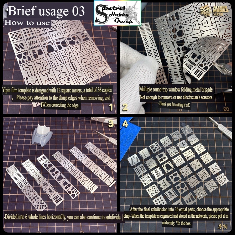 Dụng cụ Alexen hỗ trợ kẻ line cho mô hình gundam scriber AJ0094 AJ0095 template metal masking