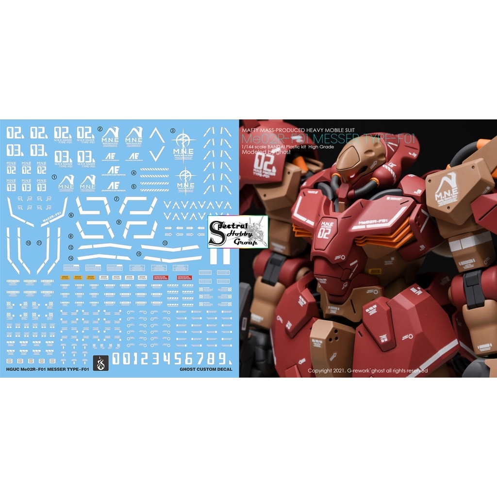 Decal nước dán mô hình HG Messer Type F01 02 HGUC Water sticker