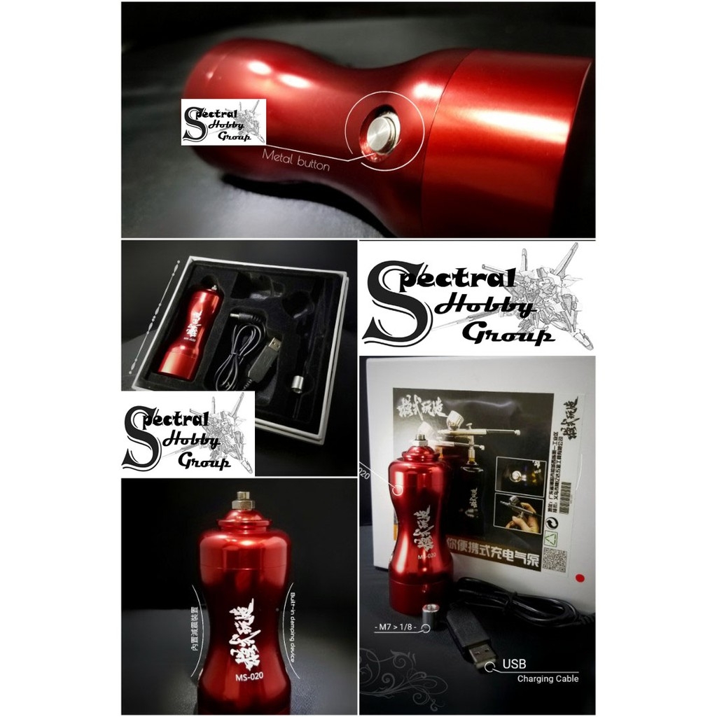 Máy nén khí máy sơn mô hình Airbrush hobby MS-020 | Royalmax mini rechargeable air pump portable