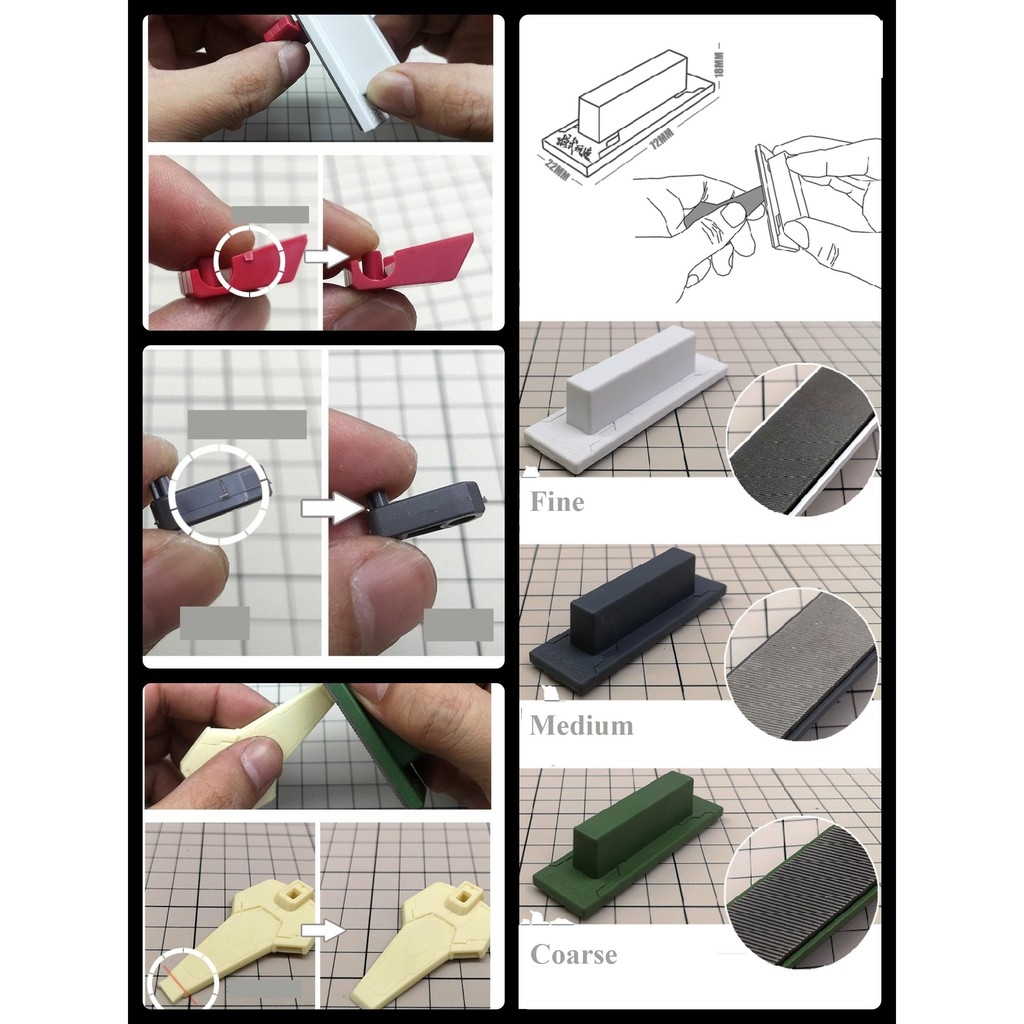 Dụng cụ đánh dũa nhám mịn mô hình MS040 polishing file block coarse medium fine - Tool hobby