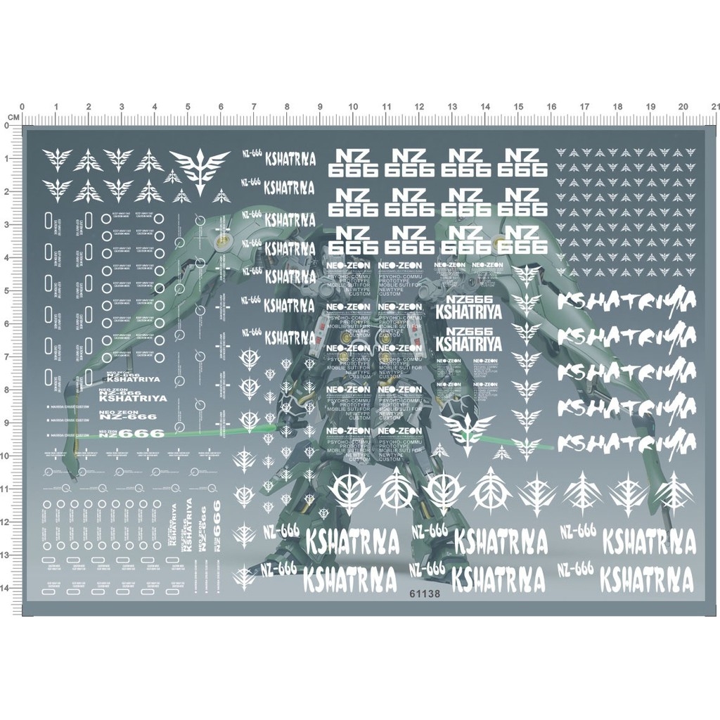 Decal nước dán mô hình MG HG Kshatriya - Water Sticker Tool hobby