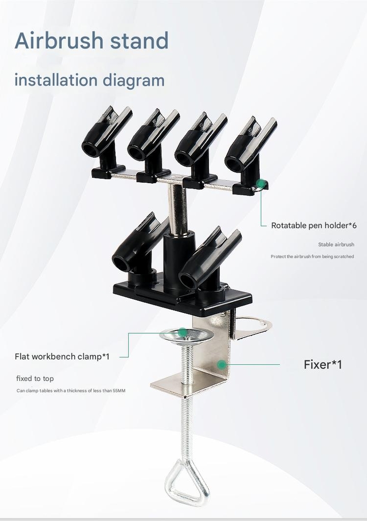 Dụng cụ gác bút sơn Holder pen airbrush placement rack fixed table clamp bracket