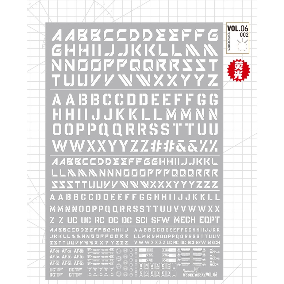 Decal nước Hobby Mio Vol5 Vol6 chữ số huỳnh quang UV Word Number các loại dán mô hình