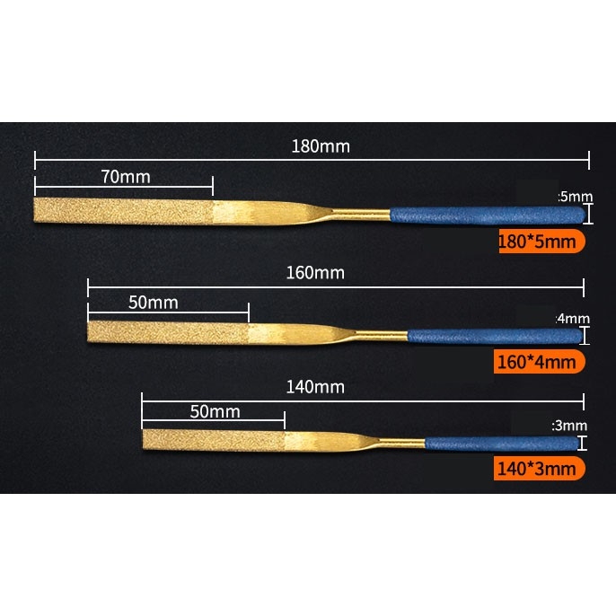 Dụng cụ nhám dũa mô hình mini bộ 10 cây Diamond file titanium plated metal jade grinding