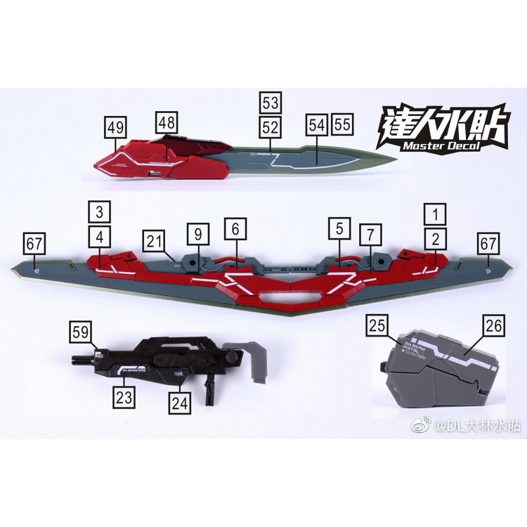 Decal nước dán mô hình MG RG HG Astraea Type F 8816 Avalanche Red White Water sticker