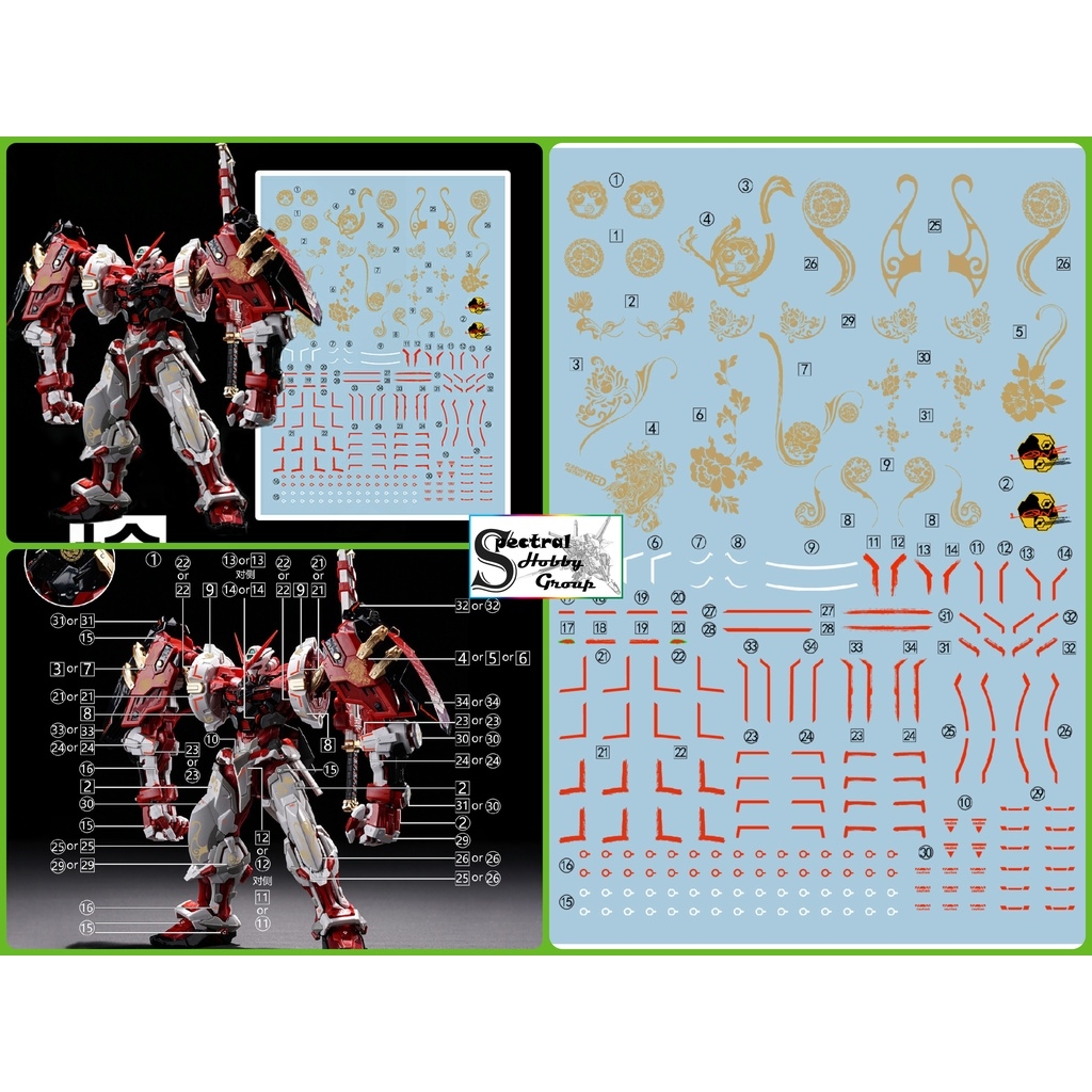 Decal nước dán mô hình HIRM Astray Red Blue Frame / NOIR / Power Arms MG HIRES water sticker