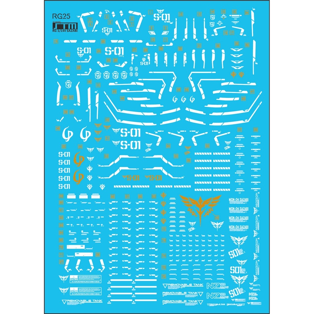 Decal nước dán mô hình SAZABI MG RG HG SD các loại Water sticker