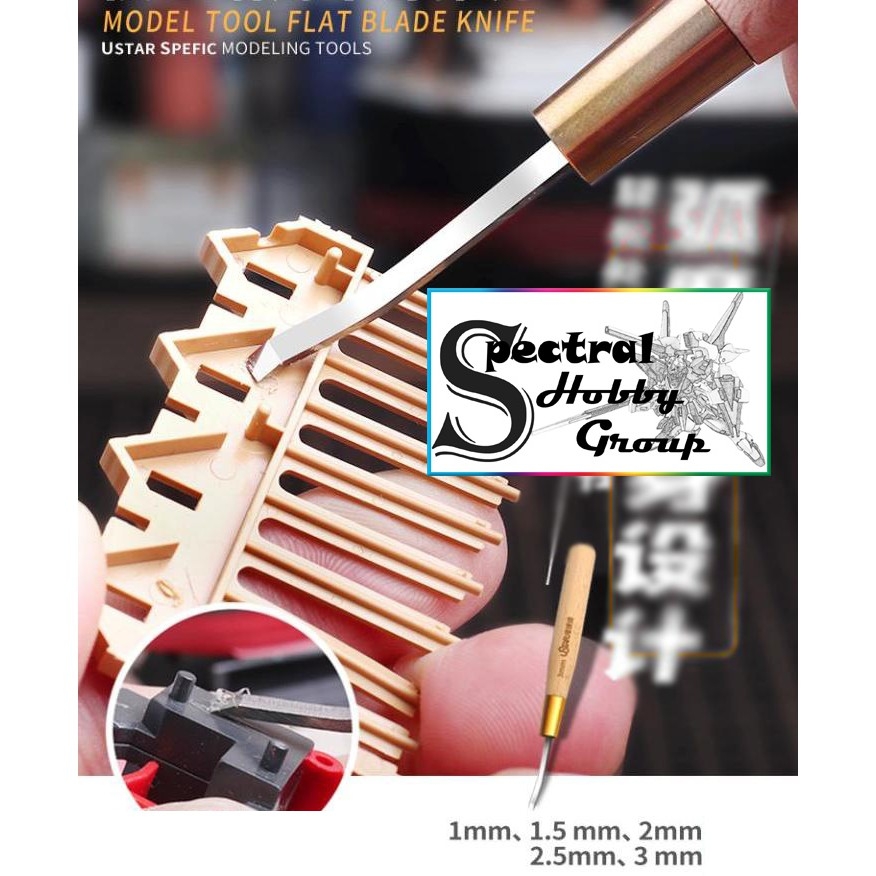 Dụng cụ chisel USTAR đẩy gọt ghẻ xóa chi tiết lưỡi bằng details flat blade push knife