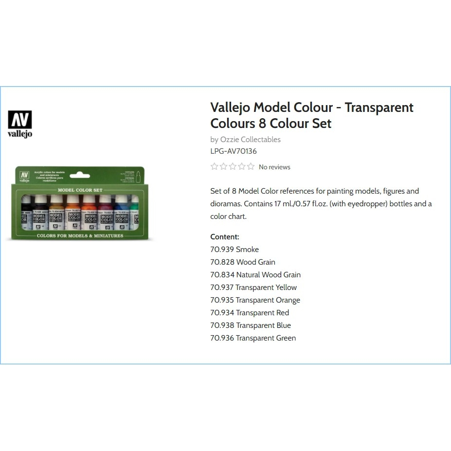 Vallejo Utility Paint Set WWII & WWIII Model Color Paint Set 70.201