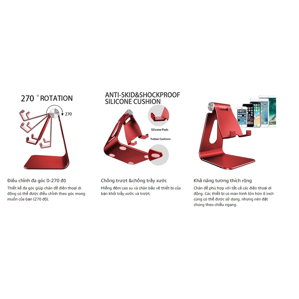Giá Đỡ Điện Thoại Máy Tính Bảng Kim Loại Nguyên Khối S1 cực chất chắc chắn - KAERSI - Cell phone stand adjustable