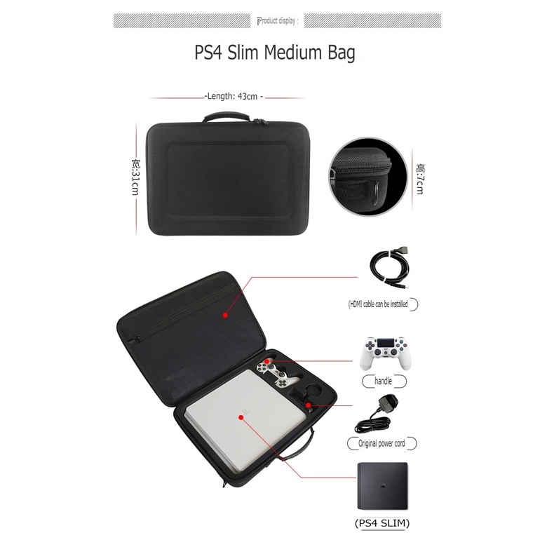Túi cứng balo chống sốc bảo vệ đựng máy game PS4 SLIM PRO storage bag + đựng màn hình LCD portable
