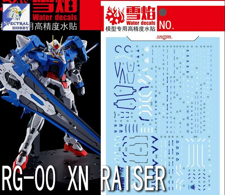 Decal nước dán mô hình Gundam XN 00 Raiser 7s Seven sword 00R 007S MB MG RG HG Water sticker