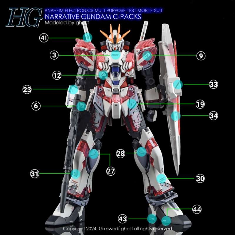 Decal dán mô hình NARRATIVE GUNDAM MG HG các loại - Water sticker