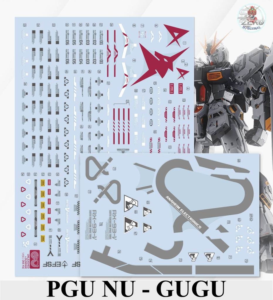 Decal nước PGU UNLEASHED RX93 NU gundam water sticker